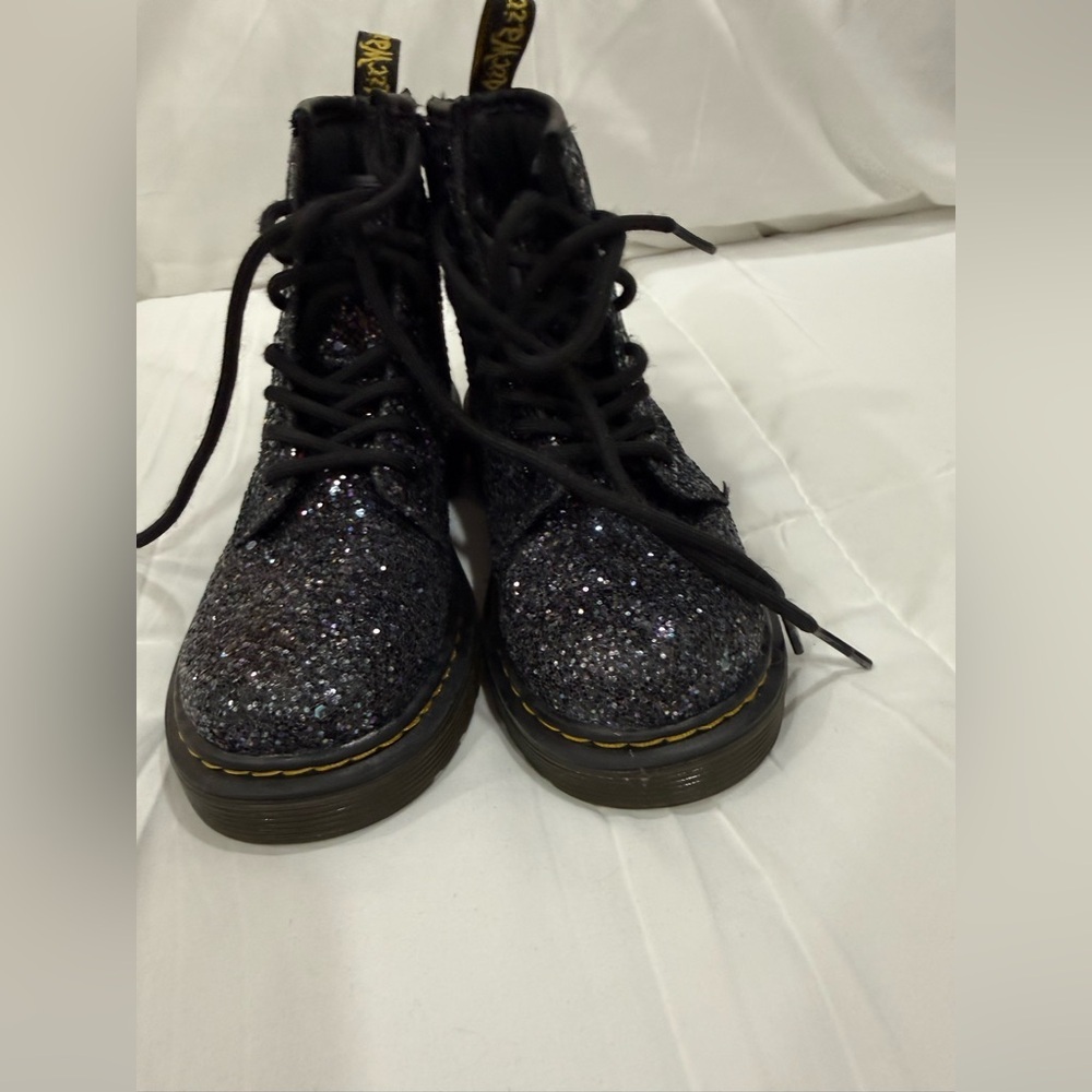 Dr. Martens Black Glitter Kids Boots